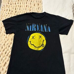 NIRVANA Black Tee with Yellow Graphic